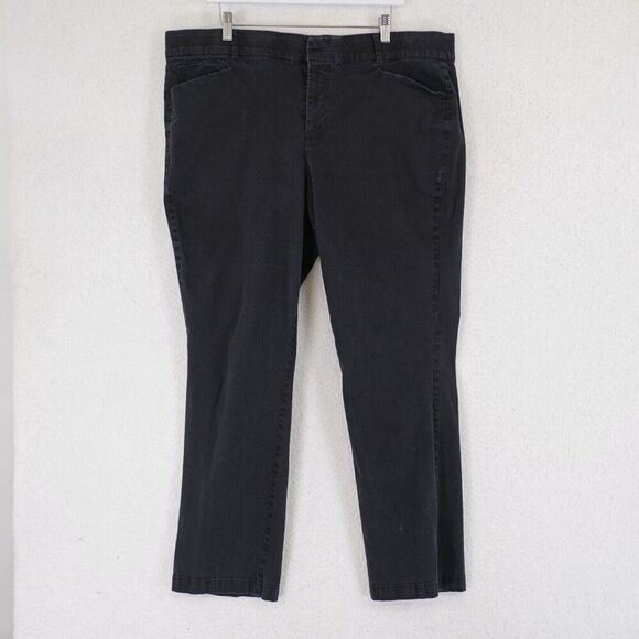 Gloria Vanderbilt Black Elastic Waist Chino High Rise Pants 18W 42/30 - Picture 1 of 8